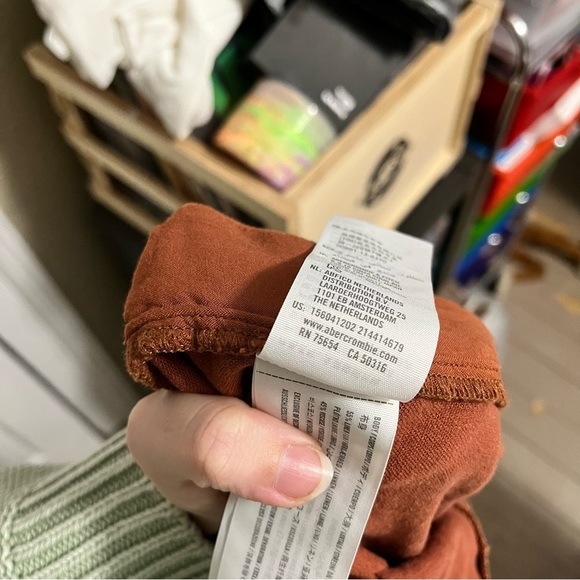 Abercrombie & Fitch Rust Brown Linen Blend Pull On Pants Small G2 - Picture 5 of 8